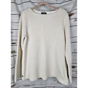 Vtg Ralph Lauren Cream Textured Sweater Tunic Pullover XL Fisherman 100% Cotton